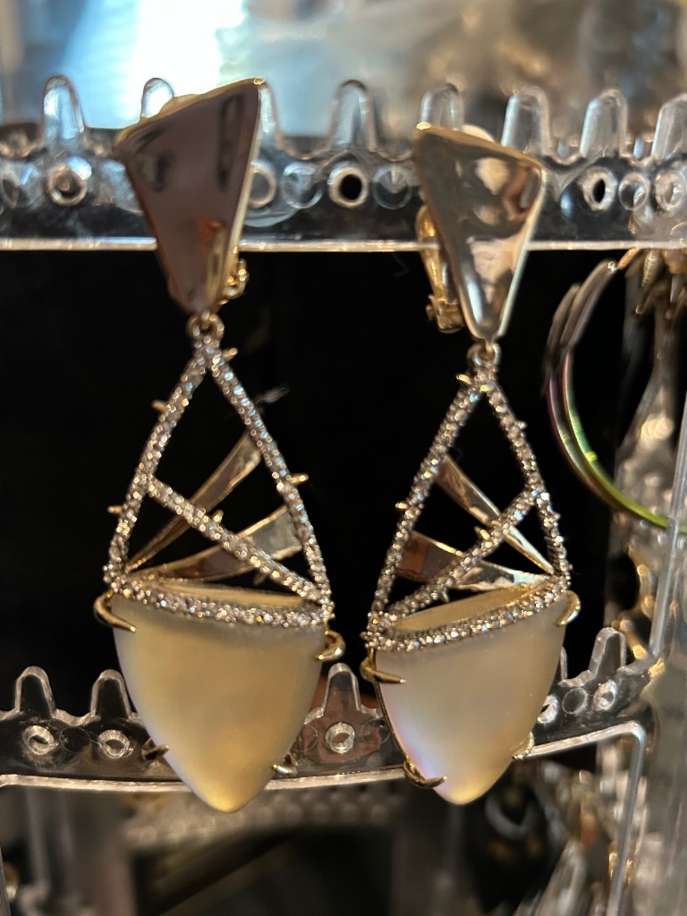 Alexis Bittal Plaid Crystal Lucite Drop Earrings